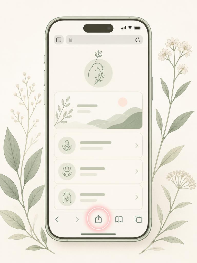 Barre d'outils Safari avec l'icône Partager mise en évidence