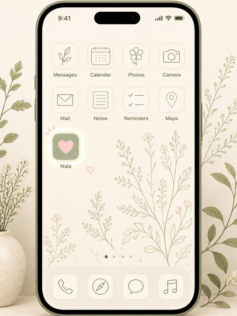 Icône Naïa ajoutée à l'écran d'accueil iPhone